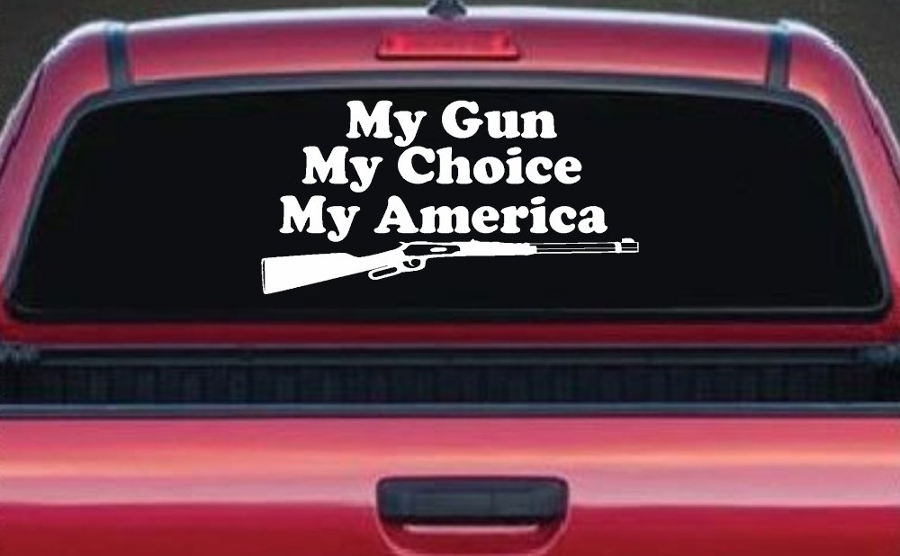My Gun My Choice My America Hunting Car or Truck Window Vinyl Decal Sticker (White)