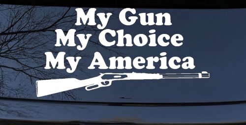 My Gun My Choice My America Hunting Car or Truck Window Decal Sticker (White)