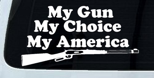 My Gun My Choice My America Hunting Car or Truck Window Decal Sticker (White)