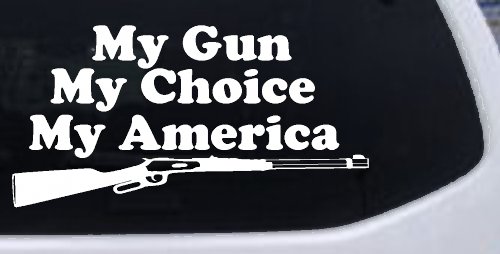 My Gun My Choice My America Hunting Car or Truck Window Decal Sticker (White)