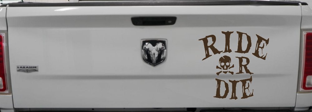 Ride Or Die Biker Car or Truck Window Decal Sticker (Brown)