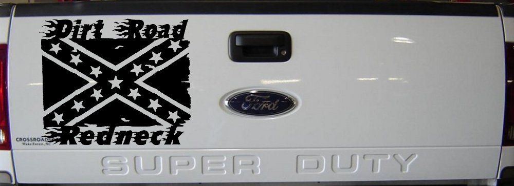 Dirt Road Redneck Rebel Flag Country Car or Truck Window Decal Sticker (Black)