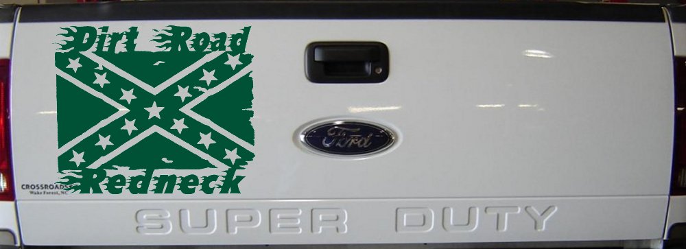 Dirt Road Redneck Rebel Flag Country Car or Truck Window Decal Sticker (Dark Green)