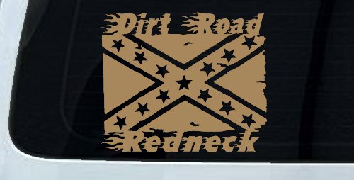 Dirt Road Redneck Rebel Flag Country Car or Truck Window Vinyl Decal Sticker (Light Brown)