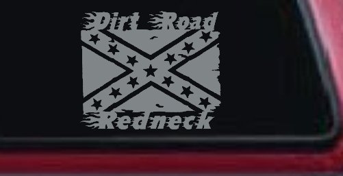 Dirt Road Redneck Rebel Flag Country Car or Truck Window Decal Sticker (Telegrey)