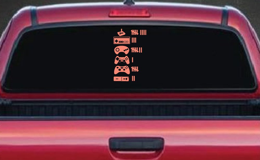 Video Game Controller Keeping Count Funny Car or Truck Window Decal Sticker (Coral)