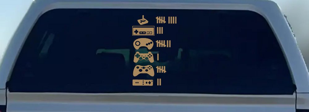 Video Game Controller Keeping Count Funny Car or Truck Window Decal Sticker (Light Brown)
