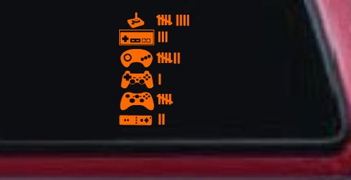 Video Game Controller Keeping Count Funny Car or Truck Window Decal Sticker