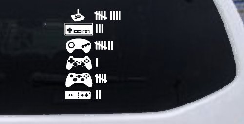 Video Game Controller Keeping Count Funny Car or Truck Window Vinyl Decal Sticker (White)