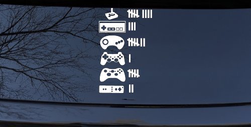 Video Game Controller Keeping Count Funny Car or Truck Window Decal Sticker (White)