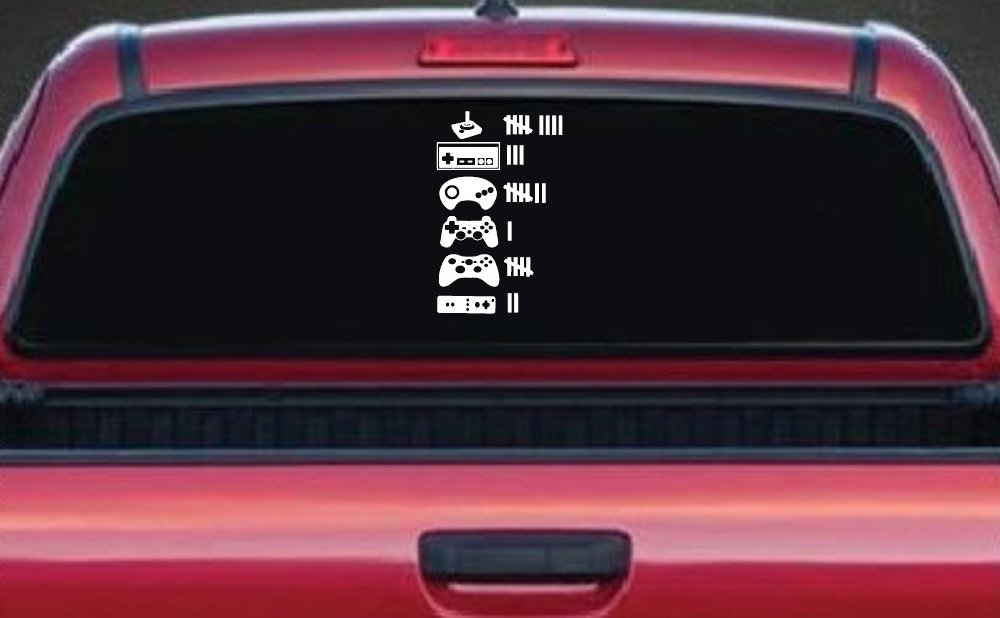 Video Game Controller Keeping Count Funny Car or Truck Window Decal Sticker (White)
