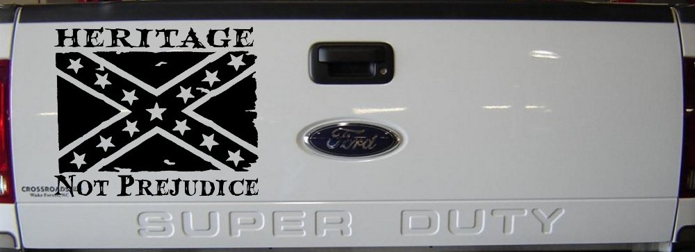 Heritage Not Prejudice Confederate Flag Country Car or Truck Window Decal Sticker (Black)