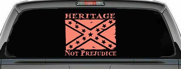 Heritage Not Prejudice Confederate Flag Country Car or Truck Window Decal Sticker (Coral)