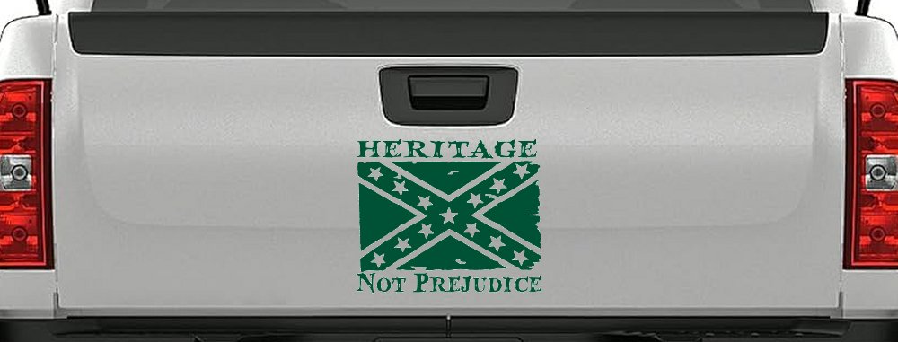 Heritage Not Prejudice Confederate Flag Country Car or Truck Window Decal Sticker (Dark Green)
