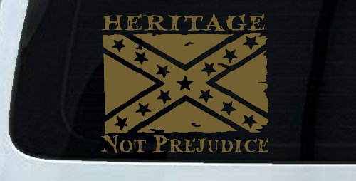 Heritage Not Prejudice Confederate Flag Country Car or Truck Window Vinyl Decal Sticker (Gold)
