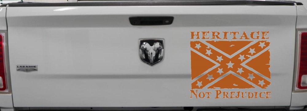 Heritage Not Prejudice Confederate Flag Country Car or Truck Window Decal Sticker (Nut Brown)