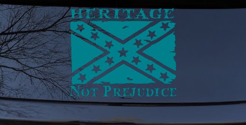 Heritage Not Prejudice Confederate Flag Country Car or Truck Window Decal Sticker (Turquoise Blue)