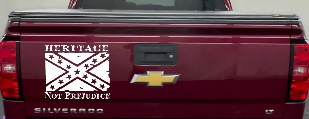 Heritage Not Prejudice Confederate Flag Country Car or Truck Window Decal Sticker (White)