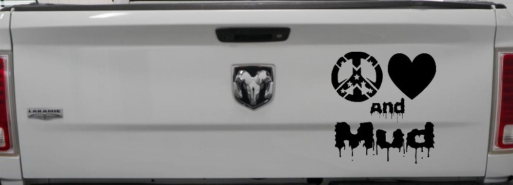 Peace Love And Mud Off Road Car or Truck Window Decal Sticker