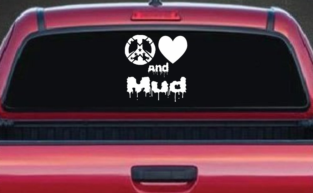 Peace Love And Mud Off Road Car or Truck Window Decal Sticker