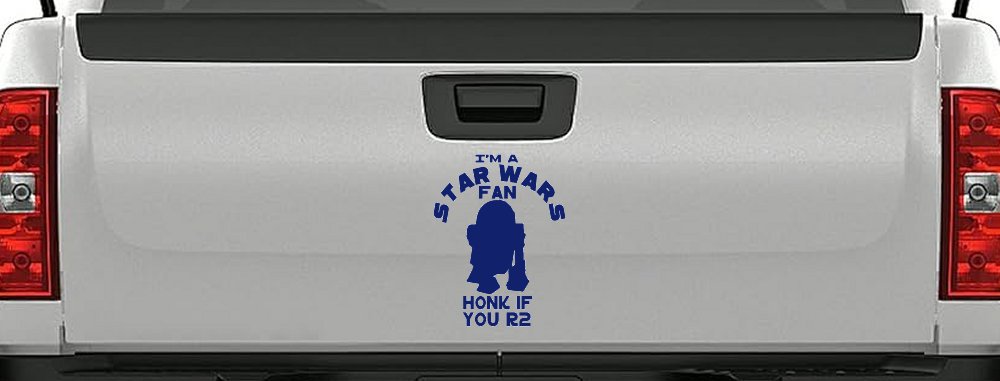 I'm a Star Wars Fan Honk If You R2 Sci Fi Car or Truck Window Decal Sticker (Navy)