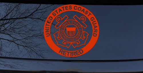 United States Coast Guard Retired Military Car or Truck Window Decal Sticker (Orange Red)