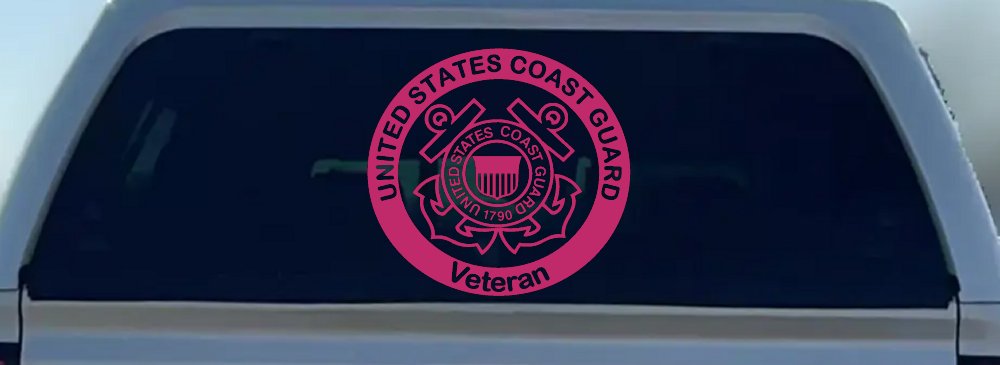 United States Coast Guard Veteran Military Car or Truck Window Decal Sticker (Hot Pink)