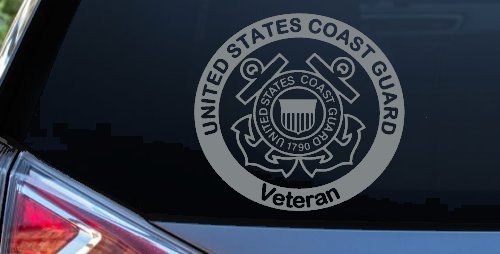 United States Coast Guard Veteran Military Car or Truck Window Decal Sticker (Telegrey)
