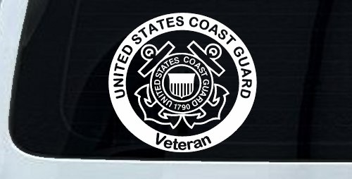 United States Coast Guard Veteran Military Car or Truck Window Vinyl Decal Sticker (White)