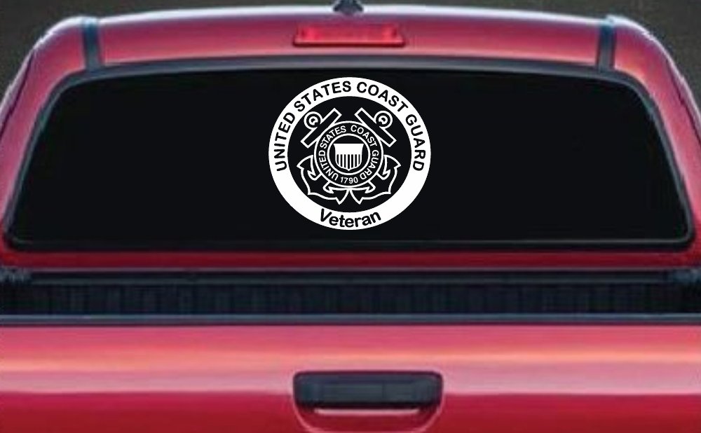 United States Coast Guard Veteran Military Car or Truck Window Vinyl Decal Sticker (White)