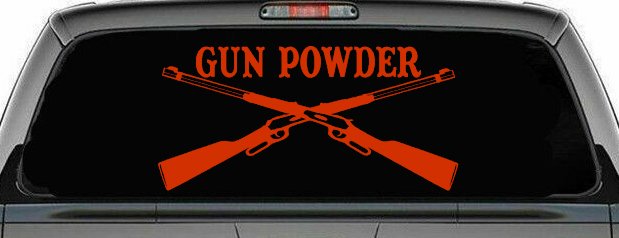 Gun Powder Hunting Car or Truck Window Vinyl Decal Sticker (Orange Red)