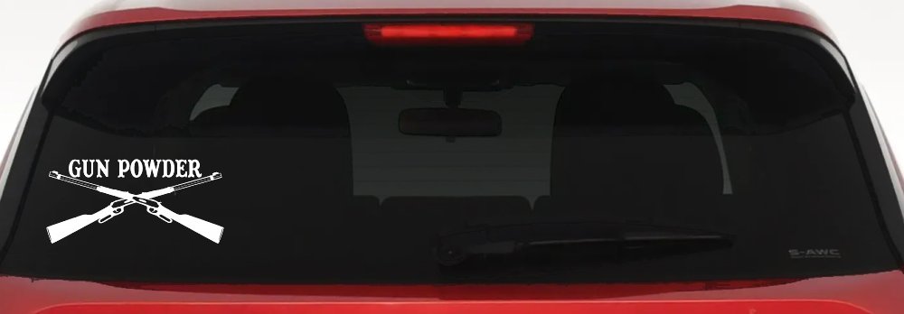 Gun Powder Hunting Car or Truck Window Vinyl Decal Sticker (White)