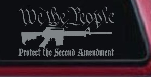 We The People Protect The Second Amendment AR15 Gun 2nd Amendment Car or Truck Window Decal Sticker (Telegrey)