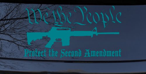 We The People Protect The Second Amendment AR15 Gun 2nd Amendment Car or Truck Window Decal Sticker (Turquoise Blue)