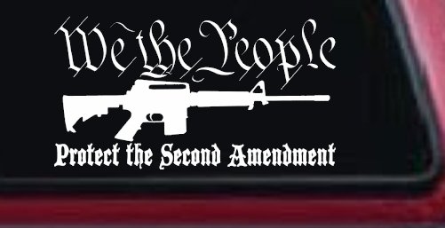 We The People Protect The Second Amendment AR15 Gun 2nd Amendment Car or Truck Window Decal Sticker (White)