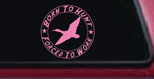 Born To Hunt Forced To Work Duck Hunting Car or Truck Window Decal Sticker (Pink)