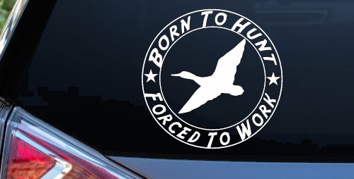 Born To Hunt Forced To Work Duck Hunting Car or Truck Window Vinyl Decal Sticker (White)