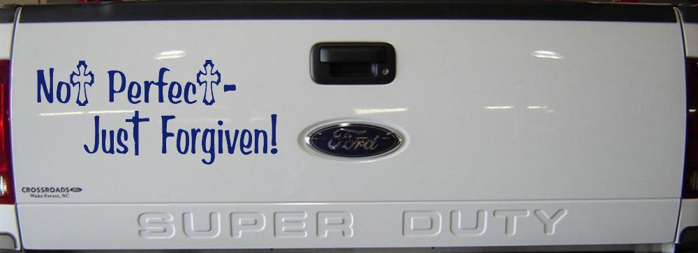 Not Perfect Just Forgiven Christian Car or Truck Window Decal Sticker (Navy)