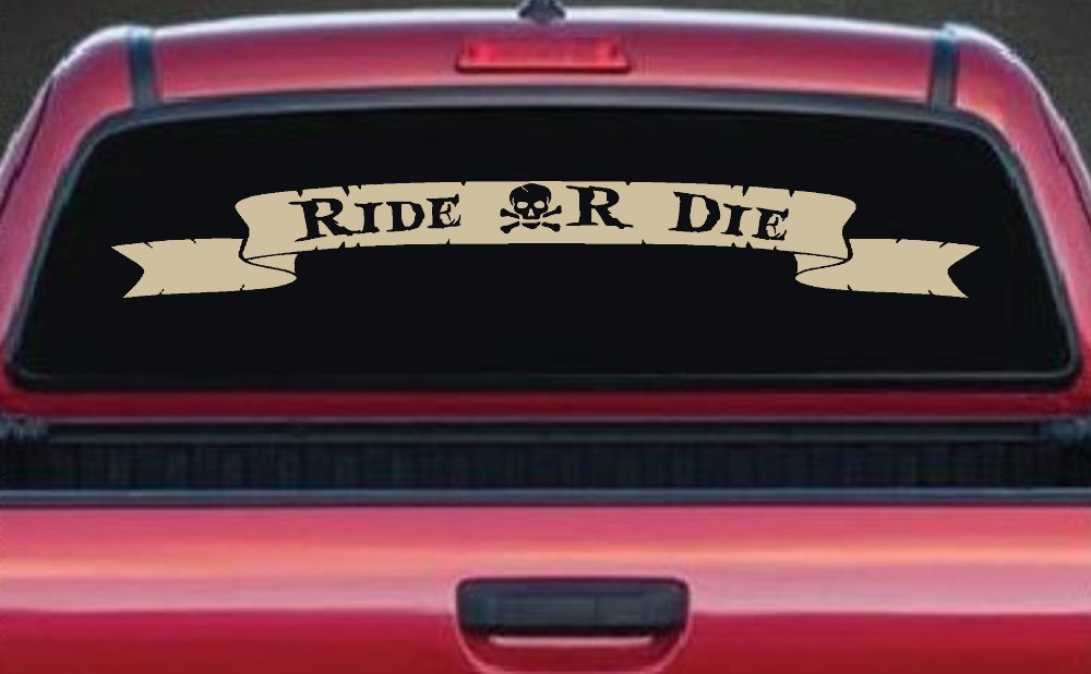 Ride Or Die Banner Car or Truck Window Decal Sticker (Desert Sand)