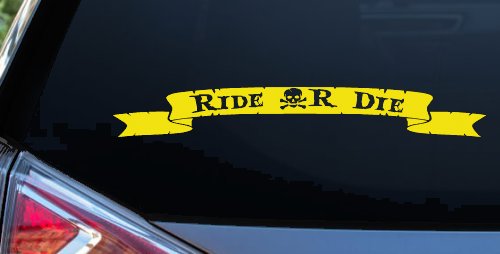 Ride Or Die Banner Car or Truck Window Decal Sticker (Yellow)