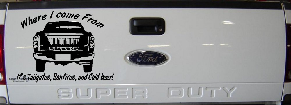 Where I Come from It's Tailgates Bonfires And Cold Beer Country Car or Truck Window Vinyl Decal Sticker (Black)