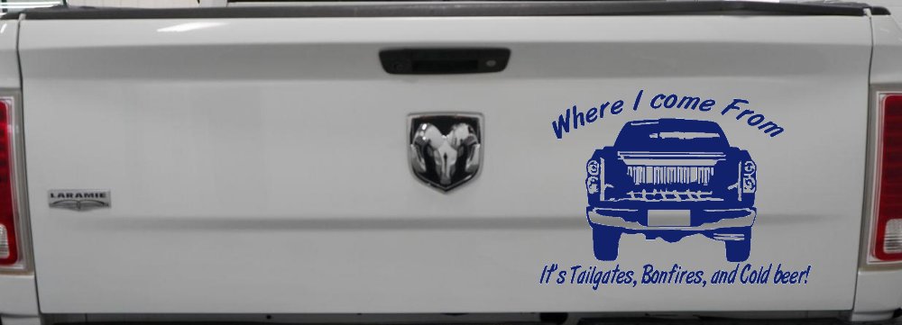 Where I Come from It's Tailgates Bonfires And Cold Beer Country Car or Truck Window Decal Sticker
