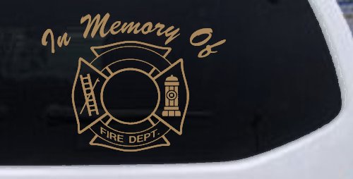In Memory Of Fire Fighters Badge Car or Truck Window Decal Sticker