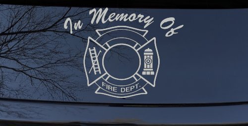 In Memory Of Fire Fighters Badge Car or Truck Window Decal Sticker
