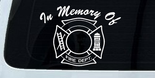 In Memory Of Fire Fighters Badge Car or Truck Window Decal Sticker