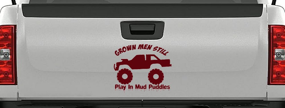 Grown Men Still Play In The Mud Puddles Truck Off Road Car or Truck Window Decal Sticker (Purple Red)