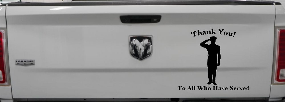 Thank you To All Who Have Served Military Car or Truck Window Decal Sticker (Black)