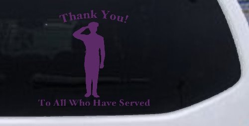 Thank you To All Who Have Served Military Car or Truck Window Vinyl Decal Sticker (Violet)