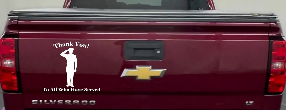 Thank you To All Who Have Served Military Car or Truck Window Decal Sticker (White)
