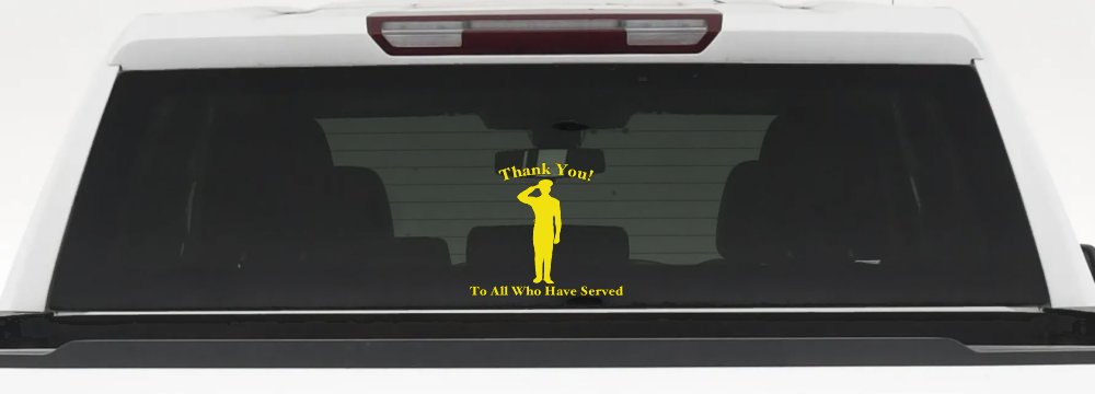 Thank you To All Who Have Served Military Car or Truck Window Decal Sticker (Yellow)